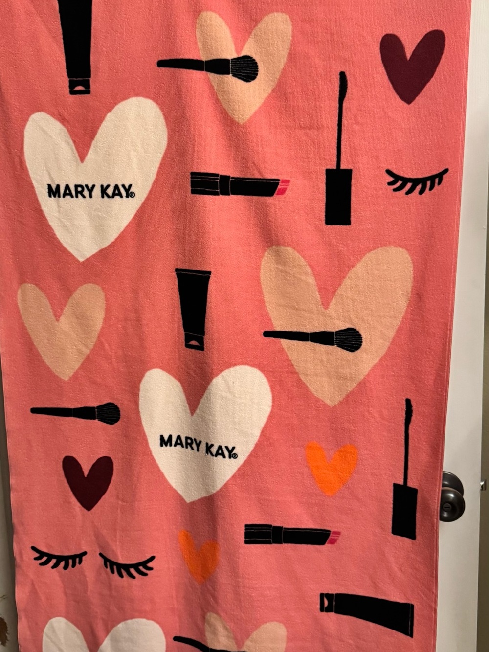 Mary Kay Pink Heart & Makeup Print Towel
